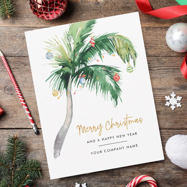 Palm Tree Watercolor Business Christmas Holiday Note Card (Palm Tree Watercolor Business Christmas Holiday Note Card)