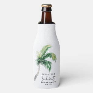 Palm Tree Watercolor Personalized Bachelorette Bottle Cooler