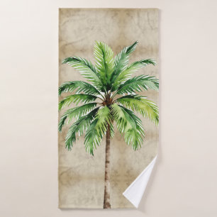 Palm Tree Watercolor Tropical Elegant Summer Bath Towel Set