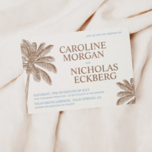 Palm Tree Wedding 2 Color Letterpress Invitation
