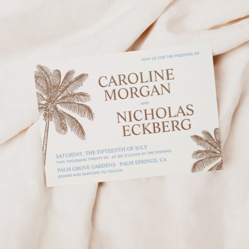 Palm Tree Wedding 2 Color Letterpress Invitation