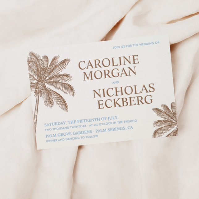 Palm Tree Wedding 2 Color Letterpress Invitation (Creator Uploaded)