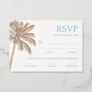 Palm Tree Wedding 2 Color Letterpress RSVP Cards