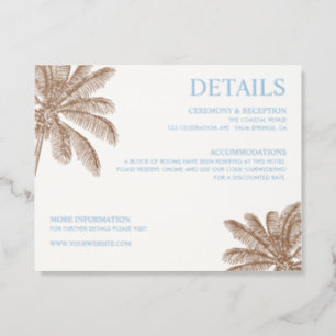 Palm Tree Wedding Details 2 Color Letterpress Enclosure Card