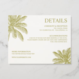 Palm Tree Wedding Details Letterpress Enclosure Card