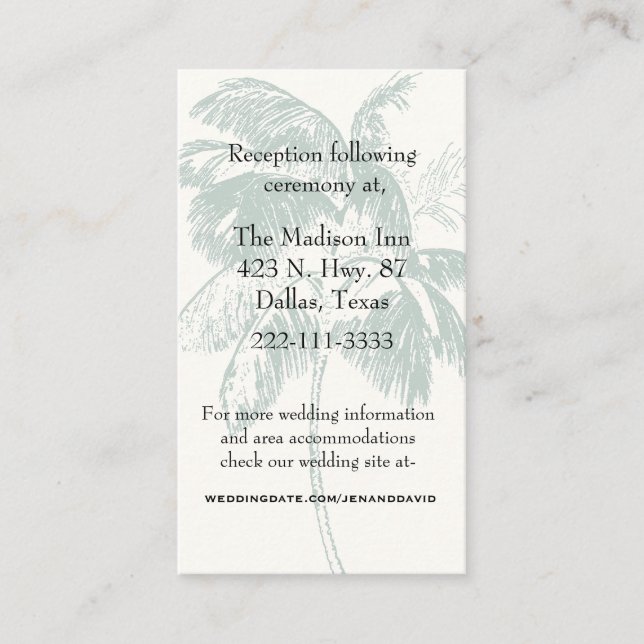 Palm Tree Wedding Enclosure Card (Front)