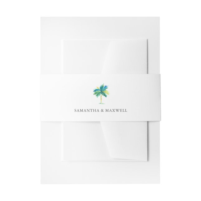 Palm Tree Wedding Invitation Belly Band (Front Example)