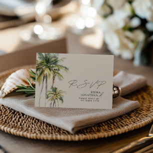 Palm Tree Wedding RSVP Tropical Destination coast Enclosure Card