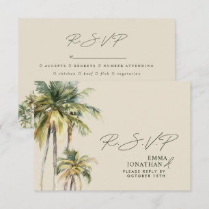 Palm Tree Wedding RSVP Tropical Destination coast Enclosure Card