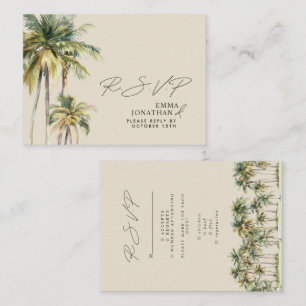 Palm Tree Wedding RSVP Tropical Destination coast Enclosure Card