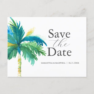 Palm Tree Wedding Save The Date Postcard