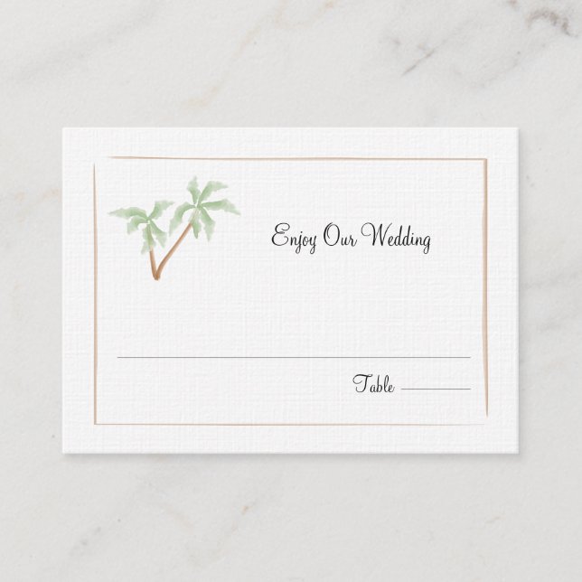 Palm Tree Wedding Seating / Escort Card (Front)