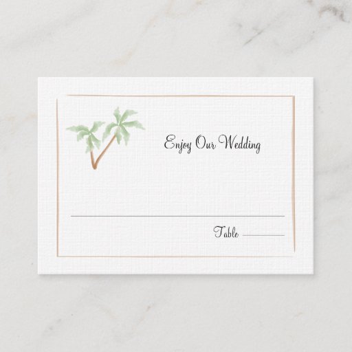 Customizable Palm Tree Wedding Seating / Escort Card Business Cards