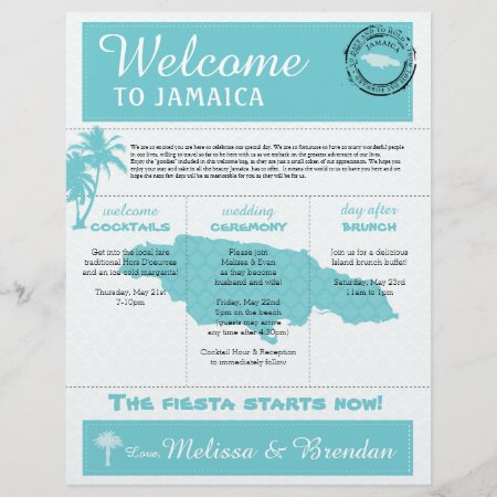 Palm Tree Wedding Welcome Letter For Jamaica