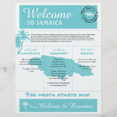 Palm Tree Wedding Welcome Letter for Jamaica