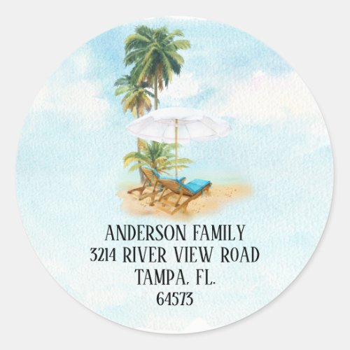 Palm Tree Weve Moved New Address Label Sticker