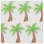 Palm Tree White Green Tropical Island Hawaii Fabric