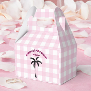 Palm Tree White Pink Checkered Bridal Shower Favor Boxes