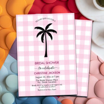 Palm Tree White Pink Checkered Bridal Shower
