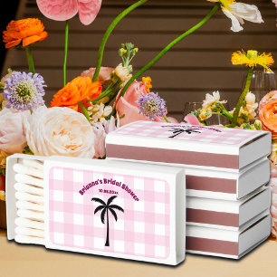 Palm Tree White Pink Checkered Bridal Shower Matchboxes