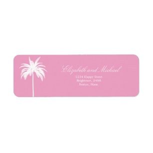Palm Tree White Pink Elegant Modern Chic  Label