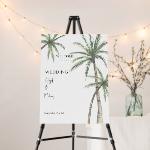 Palm Tree White Wedding Welcome Sign