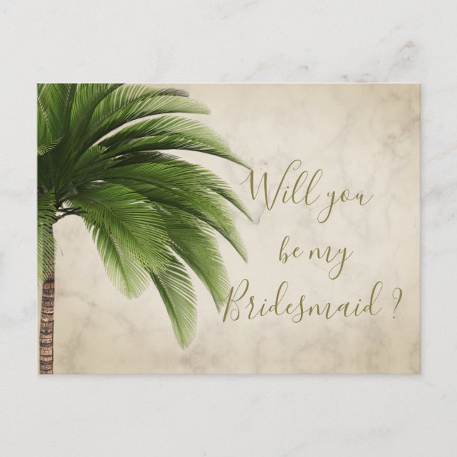 Palm Tree Will You Be My Bridesmaid Invitation (Front)