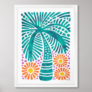 Palm Tree with Blooms Framed Art