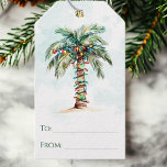 Palm Tree with Christmas Lights Beach To and From Gift Tags<br><div class="desc">This beach Christmas gift tag features a watercolor palm tree with Christmas lights wrapped around it.  Write in the names on the designated To and From lines.  Attach to gifts,  wine bottles,  and more for an elegant Beach inspired Christmas touch.</div>