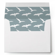 Palm Tree with dusky blue seagull liner wedding Envelope