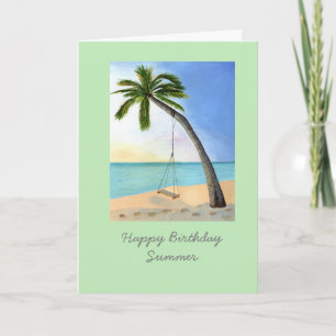 Palm Tree with swing customizable birthday card