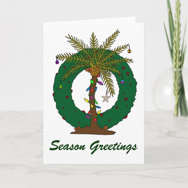 PALM TREE WREATH HOLIDAY CARD (Front)