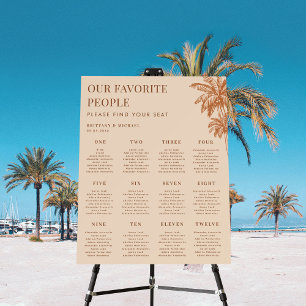 Palm Trees 12 Tables Wedding Seating Chart Sign
