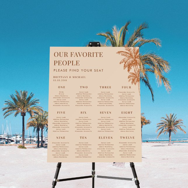 Palm Trees 12 Tables Wedding Seating Chart Sign (Creator Uploaded)