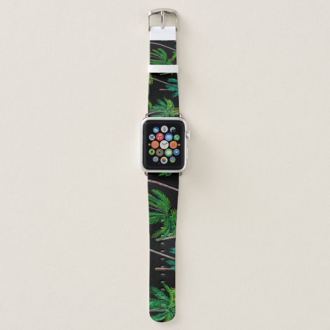 Palm Trees: Acrylic Summer Pattern. Apple Watch Band (Front)