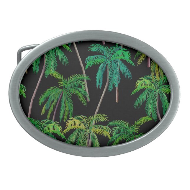 Palm Trees: Acrylic Summer Pattern. Belt Buckle (Front)