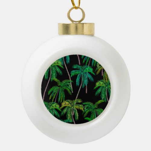 Palm Trees Acrylic Summer Pattern Ceramic Ball Christmas Ornament
