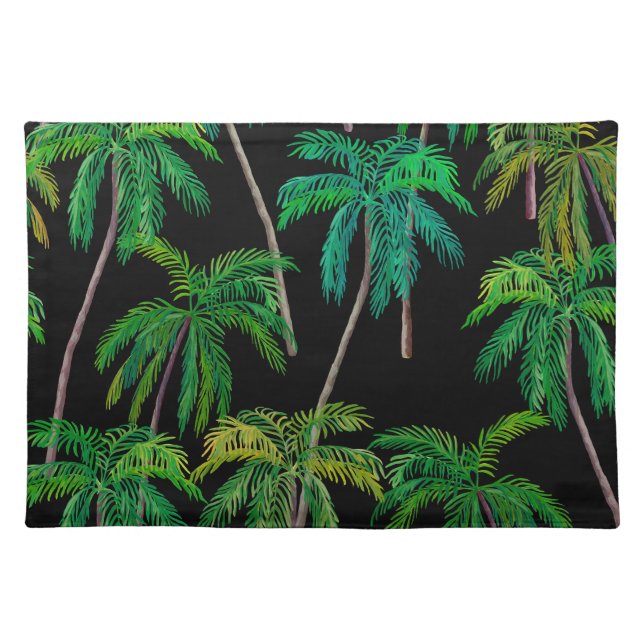 Palm Trees: Acrylic Summer Pattern. Cloth Placemat (Front)