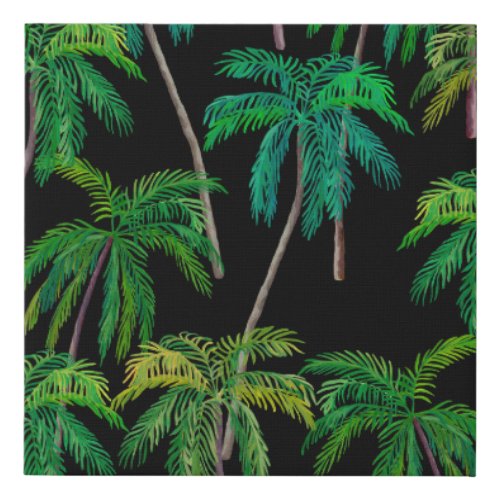 Palm Trees Acrylic Summer Pattern Faux Canvas Print
