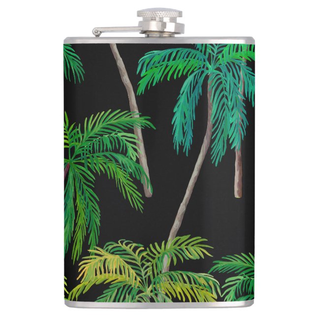 Palm Trees: Acrylic Summer Pattern. Flask (Front)