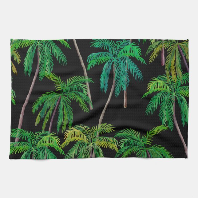 Palm Trees: Acrylic Summer Pattern. Kitchen Towel (Horizontal)