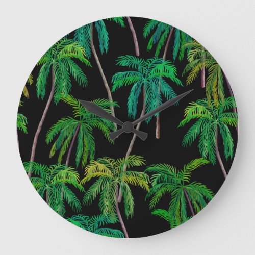 Palm Trees Acrylic Summer Pattern Large Clock