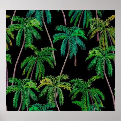 Palm Trees Acrylic Summer Pattern Poster
