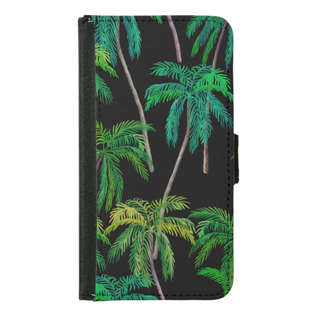 Palm Trees: Acrylic Summer Pattern. Samsung Galaxy Wallet Case (Front)