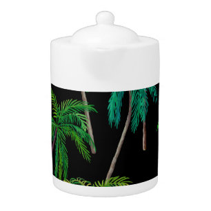 Palm Trees: Acrylic Summer Pattern. Teapot