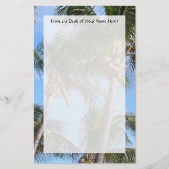 Palm Trees Against Blue Sky Stationery by cutencomfy at Zazzle