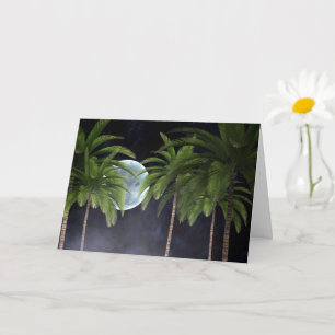 Palm Trees Against the Moon Card