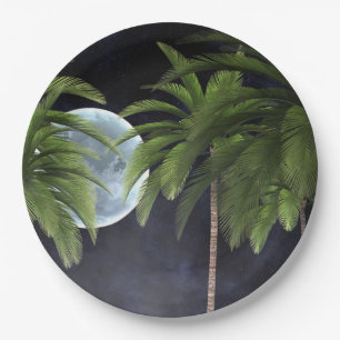 Palm Trees Against the Moon Paper Plates