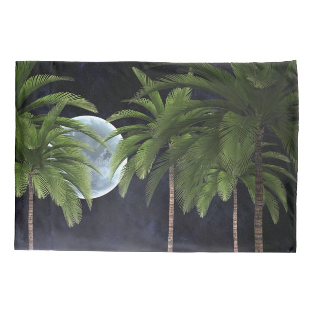 Palm Trees Against the Moon Pillow Case (Back)
