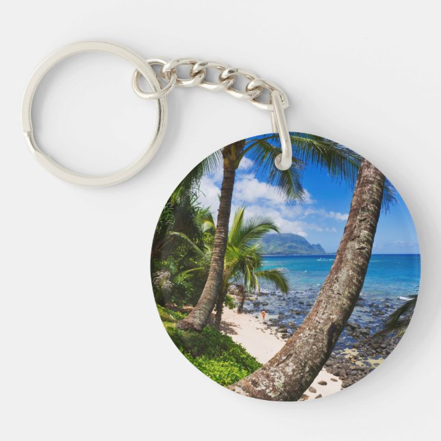 Palm Trees Along Hideaways Beach Keychain (Front)